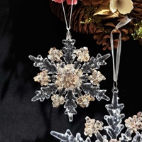 Ornement suspendu flocon de neige transparent, décoration de vitrine, pendentif en plastique de Noël