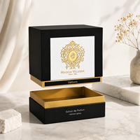 Caja Rígida de Lujo Personalizada para Perfume y Fragancias, con Diseño de Hombro y Cuello, en Papel Negro y Dorado, para Marcas de Belleza Premium