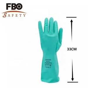 Зеленые многоразовые сверхпрочные рабочие перчатки, перчатки для мытья, маслостойкие химические промышленные длинные латексные резиновые перчатки для рук