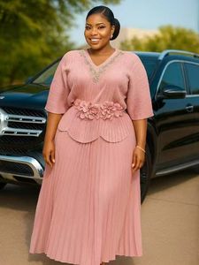 Nuovissimi accessori eleganti da donna Set gonna con diamanti scintillante impreziosita tinta unita Miyaki gonna a maniche corte <span class=keywords><strong>plissettata</strong></span> - Product Image 6