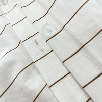 Parure de lit 100 % coton lin, draps 100 fils, coton longstarch uni teint blanc gris à rayures géométriques