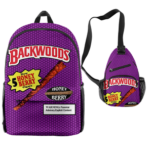 Low MOQ Durable Oxford Cartoon Backwoods Cookie RAW Graphic Unisex Travel <b>Backpack</b> Set Custom Logo Nylon Lining Zipper Closure - Product Image 3