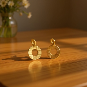 Orecchini Pendenti Rotondi Vintage Light Z in Acciaio Inossidabile Placcato Oro, Gioielli da Donna alla Moda in Stile Geometrico - Product Image 2