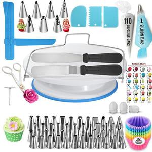 Cake Turntable Set With Spatulas And Piping <b>Tools</b> For Baking And Decorating - Product Image 2