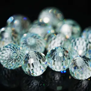 SICGEM jewelry making wuzhou round shape bead white moissanite diamond stones price Round Blue Moissanite Loose Ball Beads