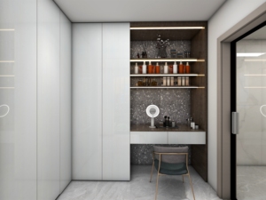 Meubles de maison, armoire moderne, blanche, simple, <span class=keywords><strong>en</strong></span> bois massif, armoire avec vitrine, placard, table de maquillage intégrée - Product Image 2