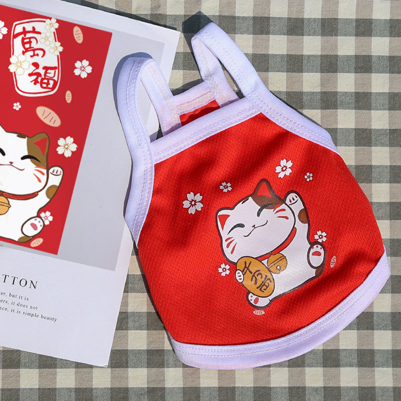 Débardeur rouge à motif chat