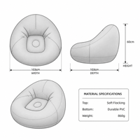 Canapé gonflable floqué en PVC épaissi, fauteuil paresseux sphérique pliable pour dormir et se détendre