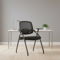 Chaise de bureau moderne pliable en métal avec dossier en maille et accoudoirs amovibles – Mobilier ergonomique pour salles de conférence à usage commercial