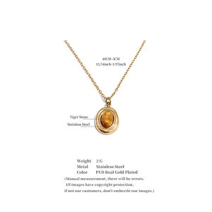 JINYOU 2142 Collar de <span class=keywords><strong>Cadena</strong></span> Fina de Acero Inoxidable con Colgante Ovalado de Piedra Natural Ojo de Tigre para Venta al por Mayor - Product Image 6