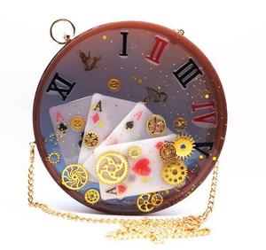 Yuvarlak kalp şekilli kristal Quicksand el çantası kalıp DIY el yapımı kadınlar için Shaker çanta silikon kalıpları reçine zanaat - Product Image 2