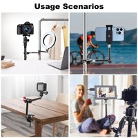 Mechrig Super Clamp en aluminium avec vis 1/4'' et bras articulé réglable de 11'' pour flash/lumière LED/microphone/caméra d'action