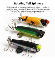 Leurre de pêche artificiel Popper 75mm 13.5g en ABS rigide imprimé, nageur avec paillettes, pour eaux peu profondes, pour la pêche au bar en lac et en rivière, yeux 3D
