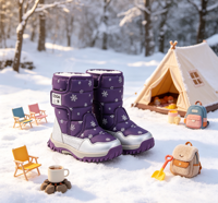 Bottes de neige pour enfants, imperméables, respirantes, thermiques, légères, motif flocon de neige, antidérapantes, pour toutes les saisons