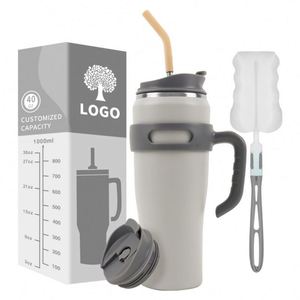 40 OZ Adventure Stainless Steel Tumbler <b>with</b> Handle <b>Straw</b> Double Wall Vacuum Metal Travel Coffee Mug 40oz Tumbler <b>with</b> Handle - Product Image 3