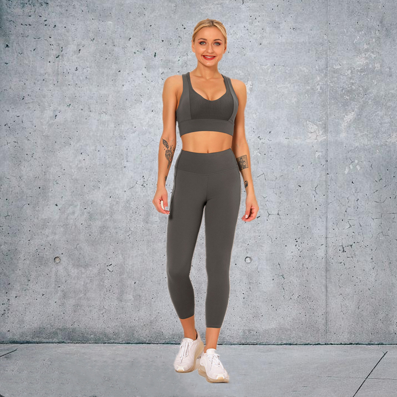 HOT 2 colors Fashion Modern Breathable Workout Clothing Women Active Wear Yoga Set hygroscopic  Popular