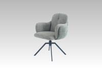 Nouvelle tendance, style nordique, revêtement en tissu bicolore, pieds en métal rembourrés avec rotation à 360° °   Chaise de salle à manger pivotante avec fonction de retour automatique et accoudoirs