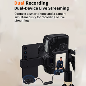 Système de microphone cravate sans fil double avec écran LCD et enregistrement sur carte TF pour téléphone, appareil photo reflex numérique et équipement de studio vidéo - Product Image 4