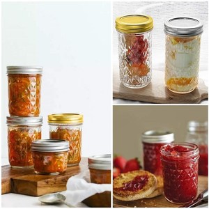 Bocaux Mason en verre borosilicate 16oz, 8oz, 2oz les plus vendus avec couvercle en aluminium et surface texturée pour le stockage transfrontalier de confiture et de miel 100ml - Product Image 6