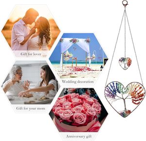 Acchiappasogni con Cuore in Cristallo e Albero della Vita, Campanella a Vento per Decorazione Casa e Auto, Stella Marina - Product Image 6