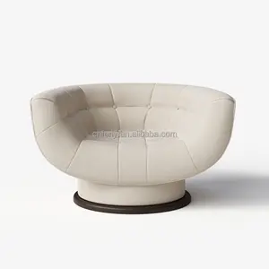 Kursi barel Sofa, desain furnitur ruang tamu rumah Modern, kain bulat putih, aksen putar, kursi Sofa