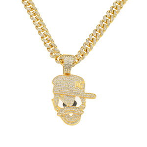 Kalung Rantai Kuba Kristal Penuh Berkilau untuk Pria, Liontin Bebek Kartun, Kalung Hip Hop - Product Image 6