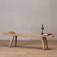 Banc en bois d'orme massif recyclé, fait main, écologique et durable, style Wabi-Sabi, design traditionnel, pour chambre, ferme ou hall.