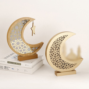Factory Direct Eco-friendly Customized Shape Wooden Religious Moon Tabletop Decorations New Home Wall Signs Boxes Wood Craft
