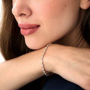 Factory 14k Gold Filled Bezel <b>Set</b> Round Cut Vvs Gra Moissanite Jewelry Fine Bubbles Chain Link Bracelet Bulk for Women - Product Image 3