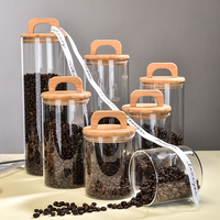 Pot de conservation en verre en gros avec couvercle en bambou, boîte à café hermétique, récipient de stockage alimentaire pour cuisine, pot à grains de café personnalisé
