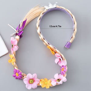 วิกผมเจ้าหญิงราพันเซลสำหรับเด็กผู้หญิง, วิกผมยาวแบบถักที่คาดผมสำหรับแต่งคอสเพลย์เจ้าหญิงเครื่องประดับเครื่องแต่งกาย - Product Image 2