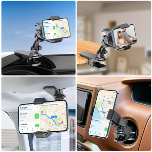 Double tête flexible 360° °   <span class=keywords><strong>Support</strong></span> de téléphone rotatif à pince, stable et ferme, <span class=keywords><strong>pour</strong></span> regarder des vidéos sur le bureau, dans la voiture ou sur pare-soleil - Product Image 4