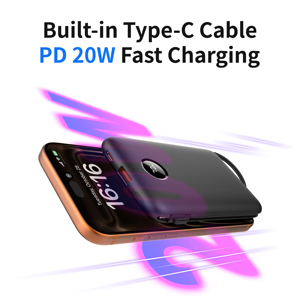 Siêu mỏng ngân hàng điện 10000mAh với LED hiển thị PD 3.0 ngân hàng điện với hai được xây dựng trong cáp - Product Image 4