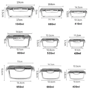 Trousses alimentaires, sans BPA/PVC, étanche, de qualité supérieure, pour préparation et four, récipients de stockage d'aliments en verre, avec couvercle à verrouillage, lot de 12 pièces