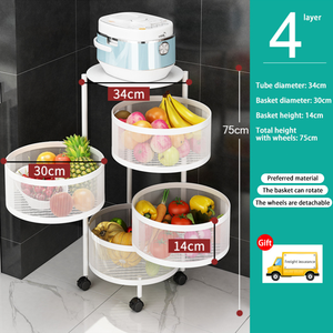 Çok katmanlı paslanmaz çelik depolama sepeti sebze ve meyve mutfak depolama için 360 derece dönen evrensel tekerlek - Product Image 3