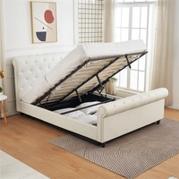 Lit en cuir blanc pur de style européen simple, taille personnalisée, lit queen ou king, taille simple ou double, cadre de lit en gros