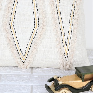Tufted Geometric Cushion <b>Cover</b> Decorative <b>Throw</b> Pillow <b>Cover</b> Lace Trim Look <b>Sofa</b> Hotel Home Decor - Product Image 5