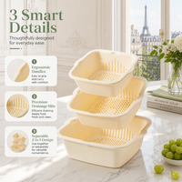 Passoire de cuisine protectrice et durable, double couche, multifonction, grande taille, réglable, avec ventouse pour préparation culinaire
