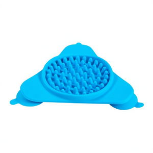 Tapis de léchage pour animaux de compagnie en silicone avec ventouse, gamelle ronde bleue pour chat à alimentation lente - Product Image 1