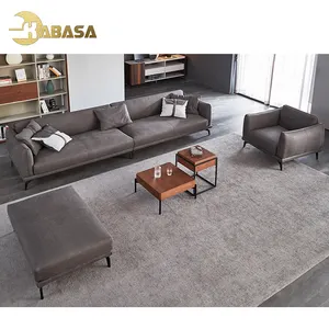 1 seat and 4 seat contemporary modern style living room sectional three seat brown suede fabric sofa set