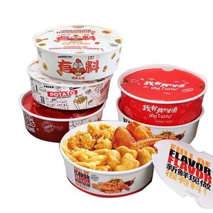 Cubo de papel kraft biodegradable de <span class=keywords><strong>doble</strong></span> pared de 130oz y 150oz para <span class=keywords><strong>palomitas</strong></span>, pollo frito, patatas fritas y galletas - Empaque de alimentos - Product Image 6