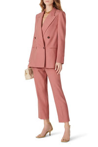 Blazer <span class=keywords><strong>Rosa</strong></span> su Misura di Alta Qualità per Donna con Risvolto a Tacca, Maniche Lunghe e Doppio Petto - Product Image 2