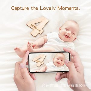 In-stock wooden <b>milestone</b> digital monthly <b>cards</b> for baby's growth, photo props, and birthday decorations. - Product Image 2