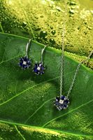 Großhandels preis S925 Silber Schmuck Labor gewachsen 1,95 CT Birnen schliff Saphir Kleine Blume Bunte Tropfen Ohrringe für Frauen