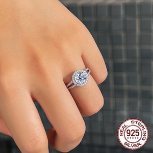 Premium Round Cubic Zircon S925 Sterling Silber Hochzeit Braut ring für Frauen Luxuriöser Hands chmuck - Product Image 2