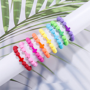 Dibujos animados Adorable Kids Macaron Color Cruz <span class=keywords><strong>Pulsera</strong></span> Acrílico Niños Colgante <span class=keywords><strong>Pulsera</strong></span> para regalos - Product Image 2