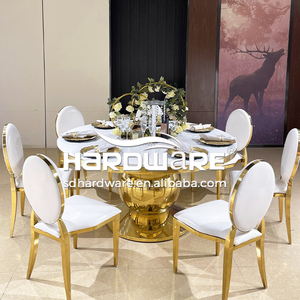 Venta al por mayor, mesa de comedor de boda, banquete superior, mdf, marco de metal dorado - Product Image 3