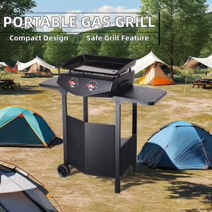 BSCI-Audité Barbecue au gaz propane portable à 2 brûleurs <span class=keywords><strong>Plancha</strong></span> en <span class=keywords><strong>acier</strong></span> conforme aux aliments pour la maison, le jardin, les activités de restaurant en plein air - Product Image 3