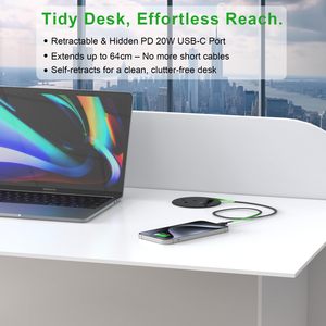 <span class=keywords><strong>Prise</strong></span> de bureau encastrée personnalisée avec câble rétractable 20W, passe-câble encastré USB-C et <span class=keywords><strong>prise</strong></span> de courant encastrée - Product Image 3