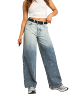 Nouveau Pantalon You Hinder Printemps-Été 2026 Taille Haute Ample Jambe Large Longueur Intégrale Dégradé de Couleurs Contraste Lavage Effet Délavé Élastique Décontracté